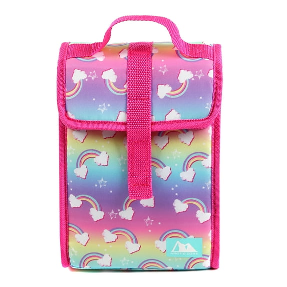 Arctic Zone Fold-Down Lunch Bag with Thermal Insulation, Rainbow