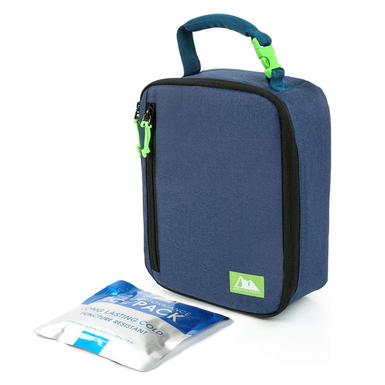 Arctic Zone Kids Classics Utility Reusable Lunch Box with Microban Lining  and Ice Pack, Navy 