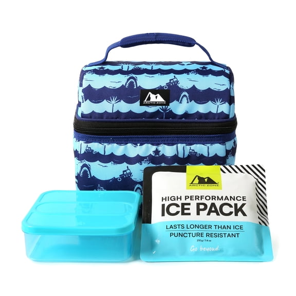 Arctic Zone Lunch Bucket Combo with Ice Pack and Sandwich Container - Shark