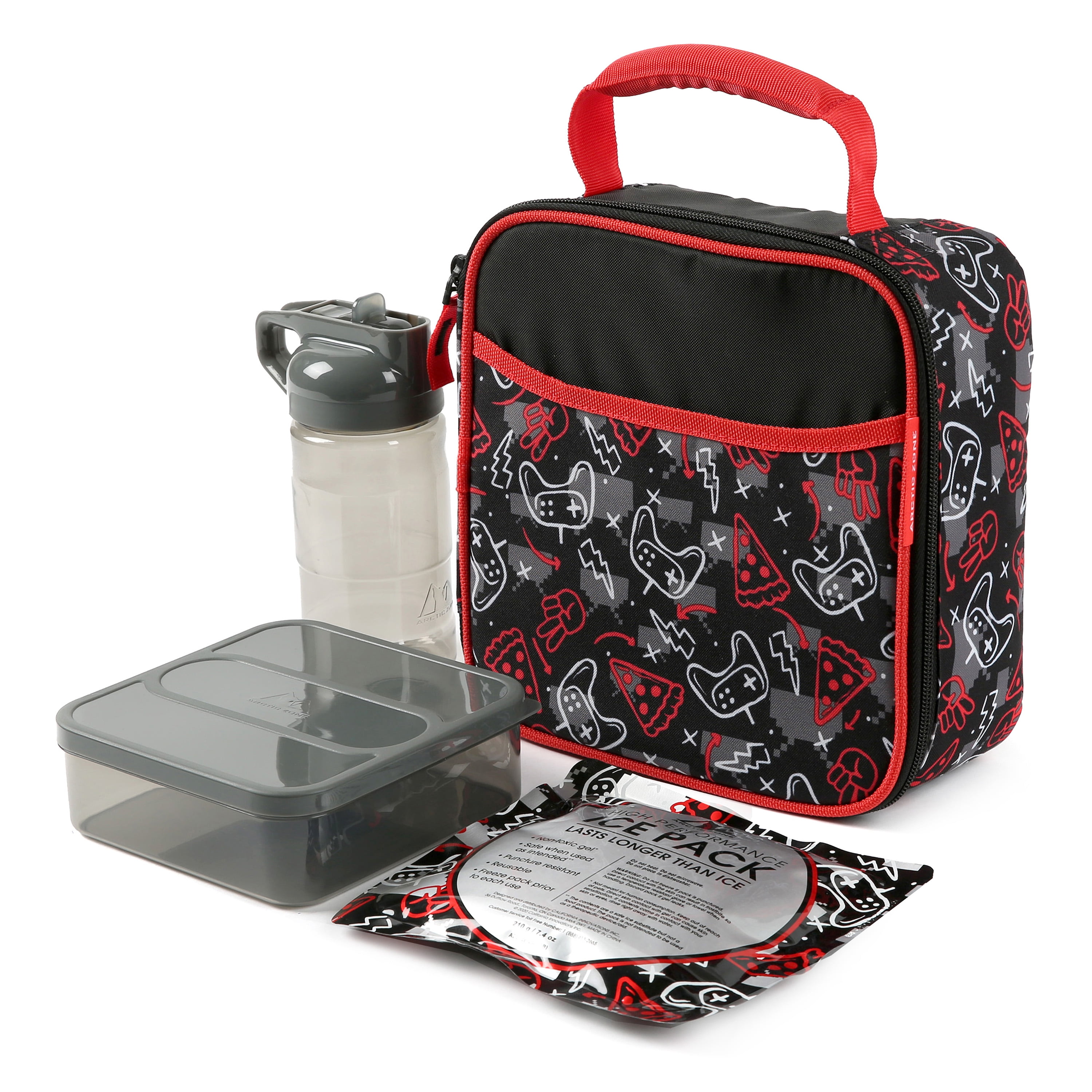 Arctic Zone Upright Reusable Lunch Box Combo with Accessories, Gingham 
