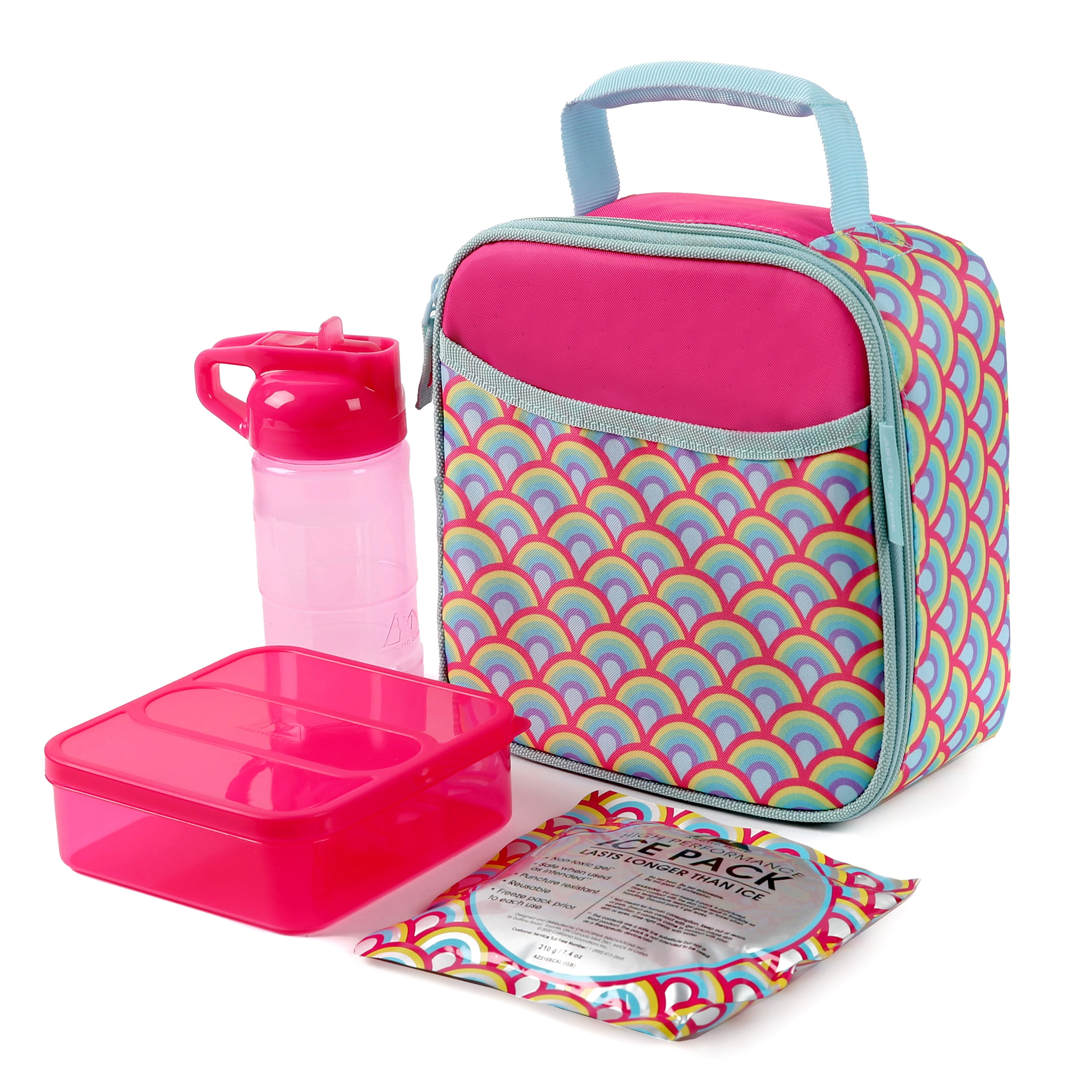 Ouryec Girls Rainbow Insulated Lunch Box, Aluminum, 11.1 in x 8.6 in x 4.3  in