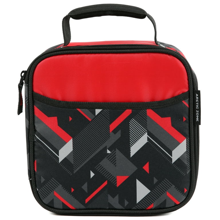 Arctic Zone Lunch Box Combo with Ice Pack Water Bottle and Sandwich Container Tesseract Gray Red