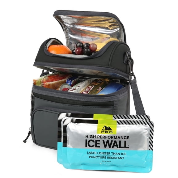 Arctic Zone Pro Fridge Cold Dual Compartment Lunch Pack, Black