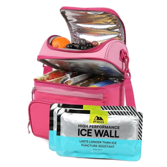 Arctic Zone Pro Fridge Cold Dual Compartment Lunch Pack, Pink