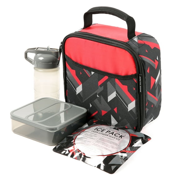 Arctic Zone Lunch Box Combo with Thermal Insulation, Tesseract Gray and Red