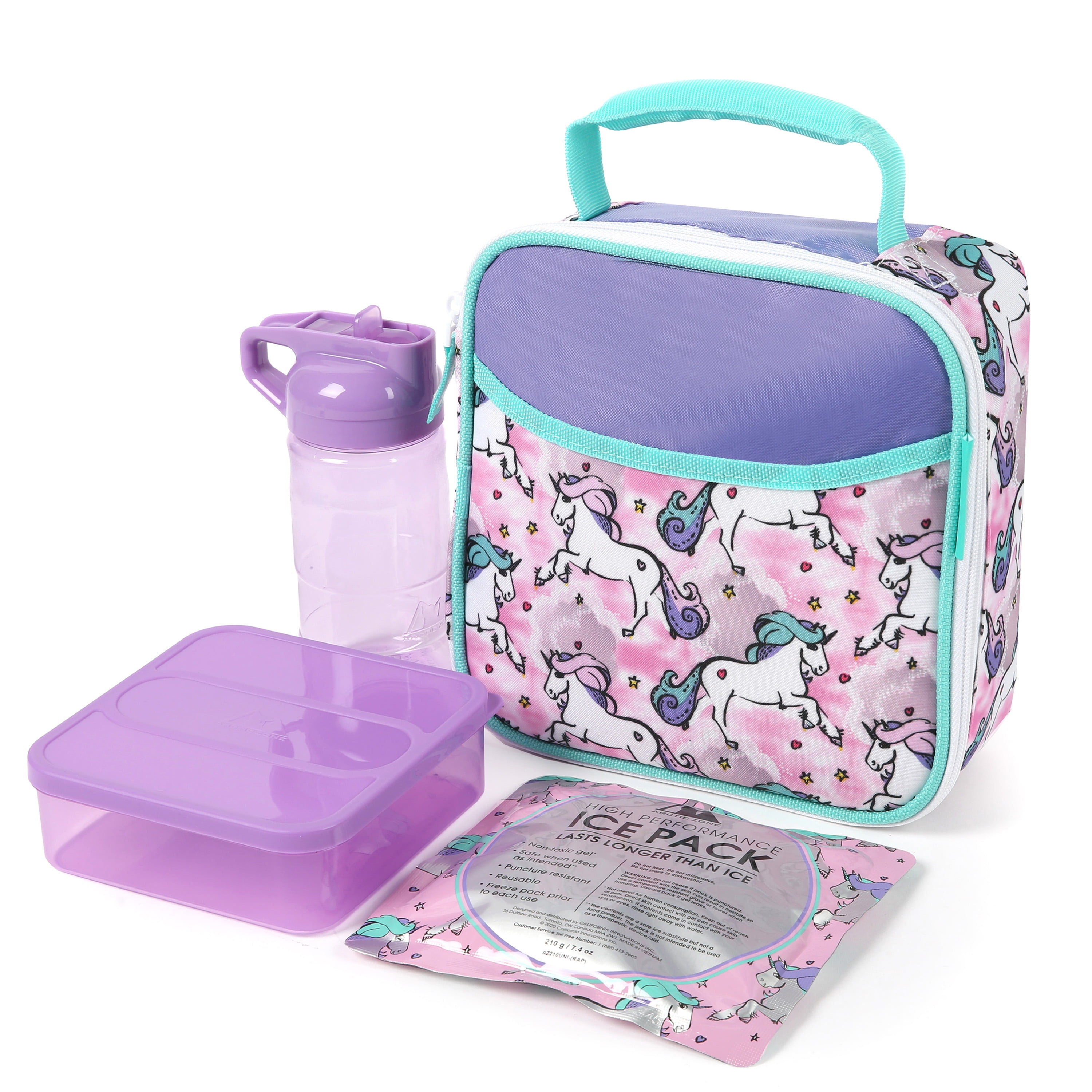 Unicorn Kids Lunch Box, Insulated Lunch Bag, Waterproof, Pink Ice Packs  Included