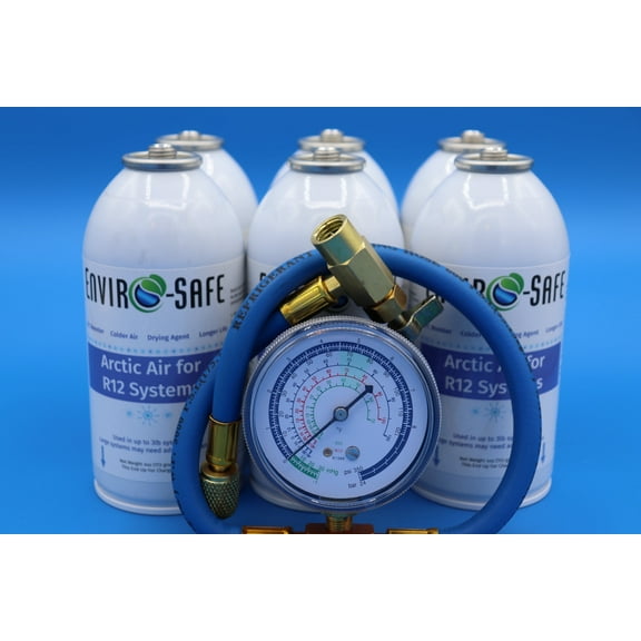 Arctic air for R12 systems, 6 cans and charging gauge, R-12, R12