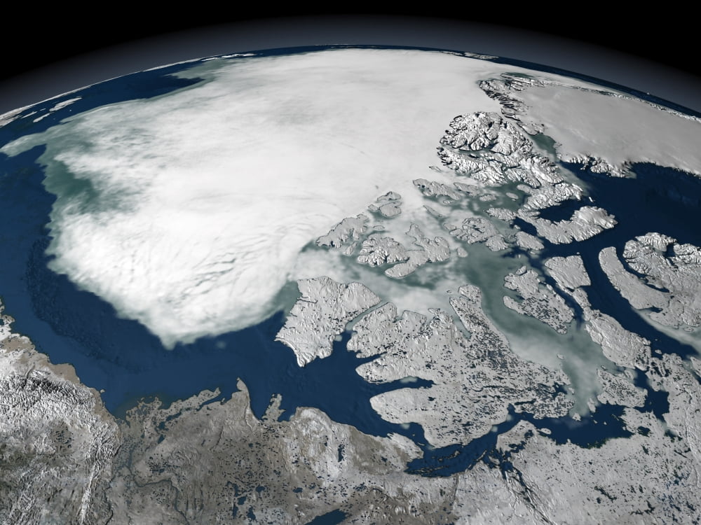 Arctic sea ice above North America Canvas Art - Stocktrek Images (32 x 24)