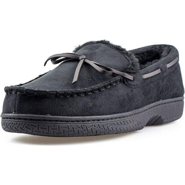 ArcticShield Mens Memory Foam Indoor/Outdoor Durable Comfortable Slip On Moccassin Slippers Black 8