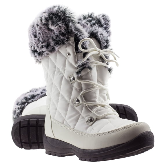 ArcticShield Women's Waterproof Memory Foam Faux Fur Winter Snow Boots