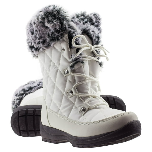 ArcticShield Women's Waterproof Winter Snow Boots,1 in Medium Closed Toe, White, 6