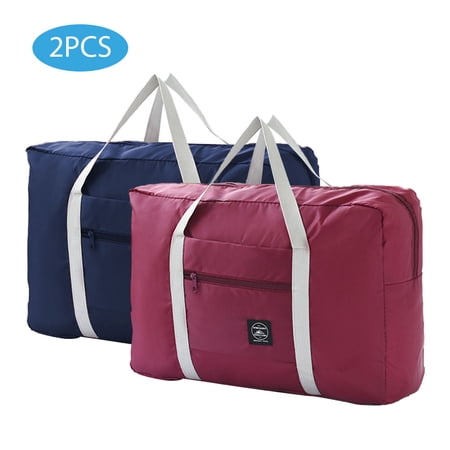 Arcticice 2PCS Travel Handbag Storage Bag, Large Capacity Luggage Organizer, Portable Oxford Cloth Storage Bags blue and red