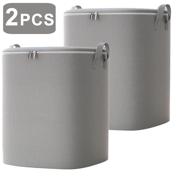 Arcticice 2Pcs 140L Large Foldable Closet Storage Bags, Stackable Waterproof for Clothes Toy Blanket Comforter Bedding Storage Organizer, Gray
