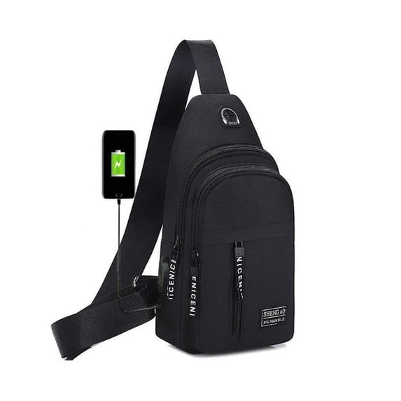 Arcticice Sling Bag with 3 Zipper Pockets Earphone Hole USB Charging Port Crossbody Bag for Traveling Sports Hiking Camping