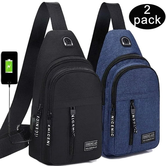 Arcticice Sling Bag with 3 Zipper Pockets Earphone Hole USB Charging Port Crossbody Bag for Traveling Sports Hiking Camping