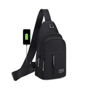Arcticice Sling Bag with 3 Zipper Pockets Earphone Hole USB Charging Port Crossbody Bag for Traveling Sports Hiking Camping