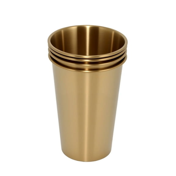 Arcticwind 4Pcs 304 Stainless Steel Tumbler Cups, 17oz Unbreakable Metal Beer & Drinking Glasses, BPA-Free, Reusable Water Cups with Tapered Design for Home, Bar, Party, Gold