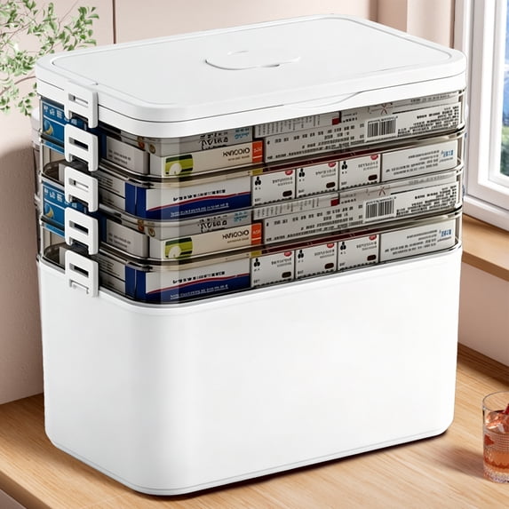 Arcticwind 5-Tier Medicine Organizer, Medicine Storage Box Cabinet, Portable Medicine Cabinet with Plastic Handle with Removable Tray,First Aid Kit for Home,Travel, RV, Dorm(6.5*12.20*11.81 in )