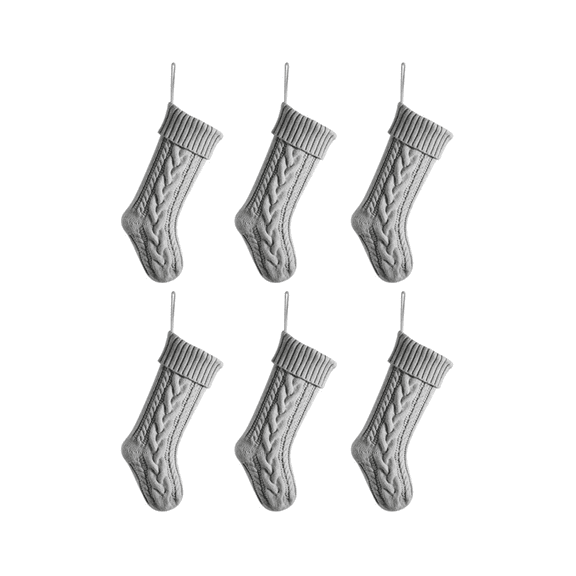 Arcticwind 6 Pcs Christmas Stockings Personalized,18Inches Large Cable Knitted Stocking Personalized Xmas Hanging Stocking Family Fireplace Holiday Party Decoration(Grey)