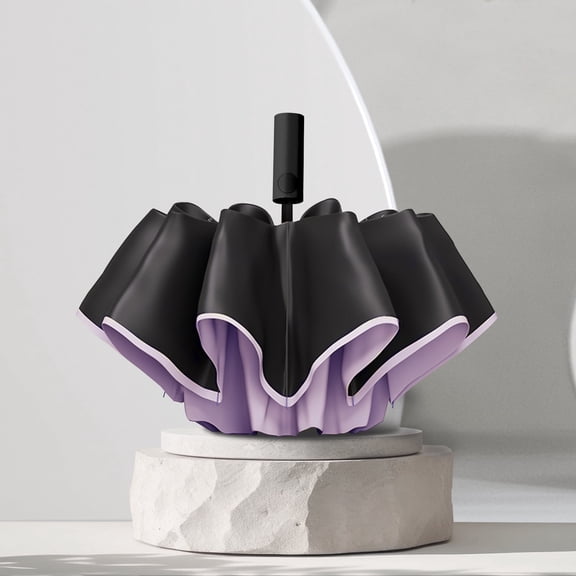 Arcticwind 60-Rib Automatic Umbrella - Compact Folding Sun & Rain Umbrella, Parasols, Stylish Handle, Smooth Magic Strap for Easy Storage, Lightweight Travel Umbrella for Men & Women, Purple