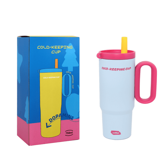 Arcticwind 750ml Minimalist Tumbler Cup - 316 Stainless Steel Inner/201 Outer - Vacuum Insulated for Hot & Cold Drinks - Detachable Straw Lid &  Characteristic O-Handle - Portable & Durable