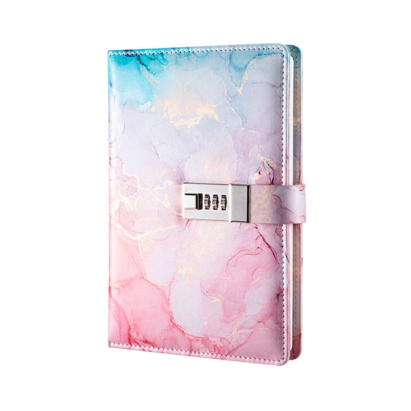Arcticwind A5 password book with lock Password Protected Notebook 5-piece color gift box set Password Keeper and Organizer PU Leather Combination Lock Diary(Pink)
