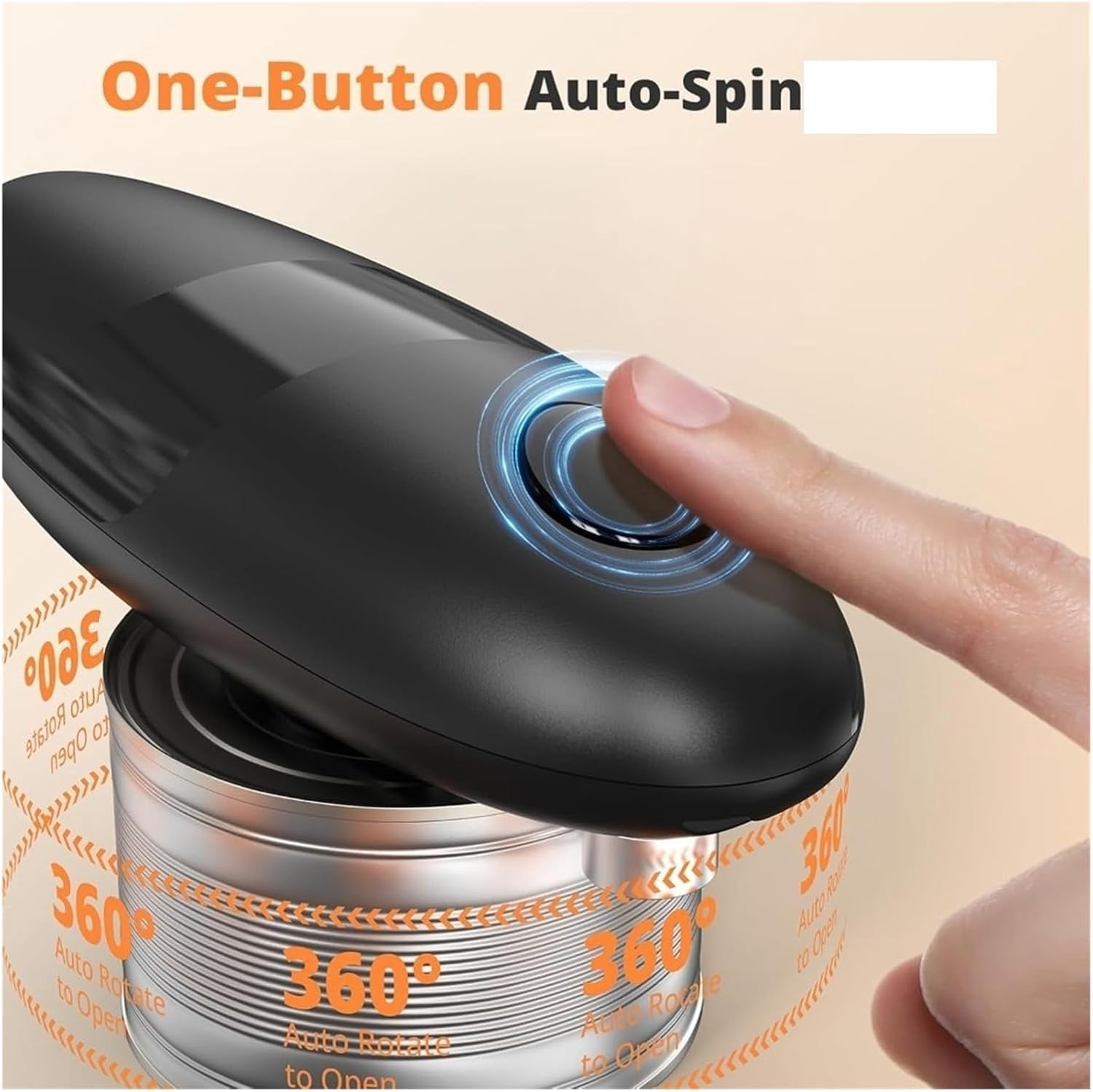 Arcticwind Auto Stop Can Opener,One Touch Side Cut Opener,Hands Free,Smooth Edge,Battery Operated,Small Size,Food Safe Kitchen Gadgets Automatic Can Opener for Kitchen,Black