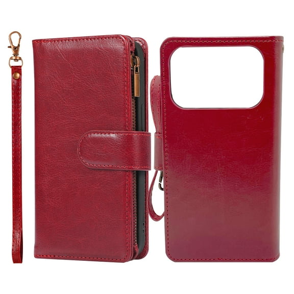 Arcticwind Case Detachable Wallet Case with Card Holder For iPhone 17/PRO/AIR/PRO MAX,Pu Soft Leather Flip Zipper Strap Folio with Protective Strap Wrist Slim Shockproof Phone Cover for Man Women