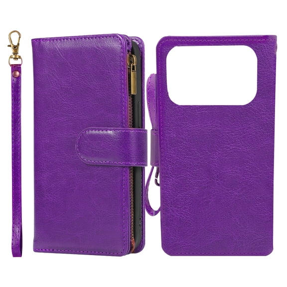 Arcticwind Case Detachable Wallet Case with Card Holder For iPhone 17/PRO/AIR/PRO MAX,Pu Soft Leather Flip Zipper Strap Folio with Protective Strap Wrist Slim Shockproof Phone Cover for Man Women