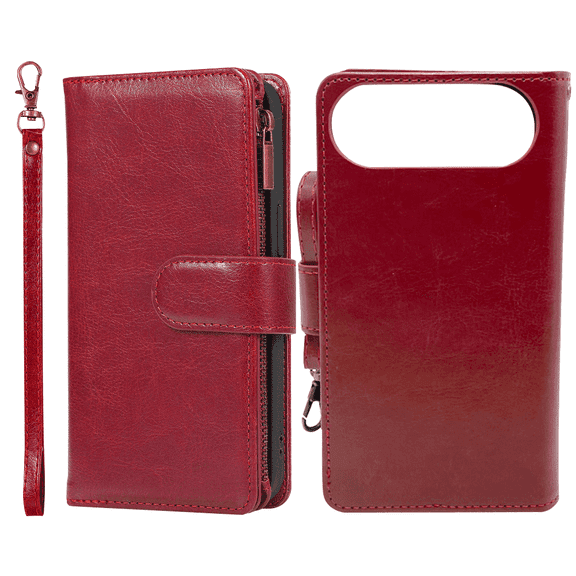 Arcticwind Case Detachable Wallet Case with Card Holder For iPhone 17/PRO/AIR/PRO MAX,Pu Soft Leather Flip Zipper Strap Folio with Protective Strap Wrist Slim Shockproof Phone Cover for Man Women