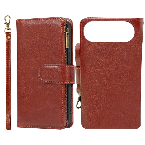 Arcticwind Case Detachable Wallet Case with Card Holder For iPhone 17/PRO/AIR/PRO MAX,Pu Soft Leather Flip Zipper Strap Folio with Protective Strap Wrist Slim Shockproof Phone Cover for Man Women