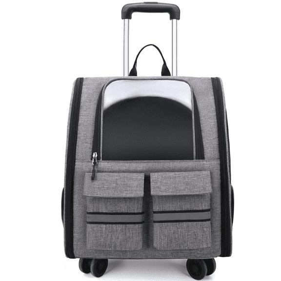 Arcticwind Cat Carrier Dog Carrier Pet Carrier Backpack, Pet Carrying Backpack, w/ Mesh Ventilation Windows & Removable Wheels, Weight Limit 33 lbs, Outdoor Waterproof Travel Puppy Carrier (Gray)