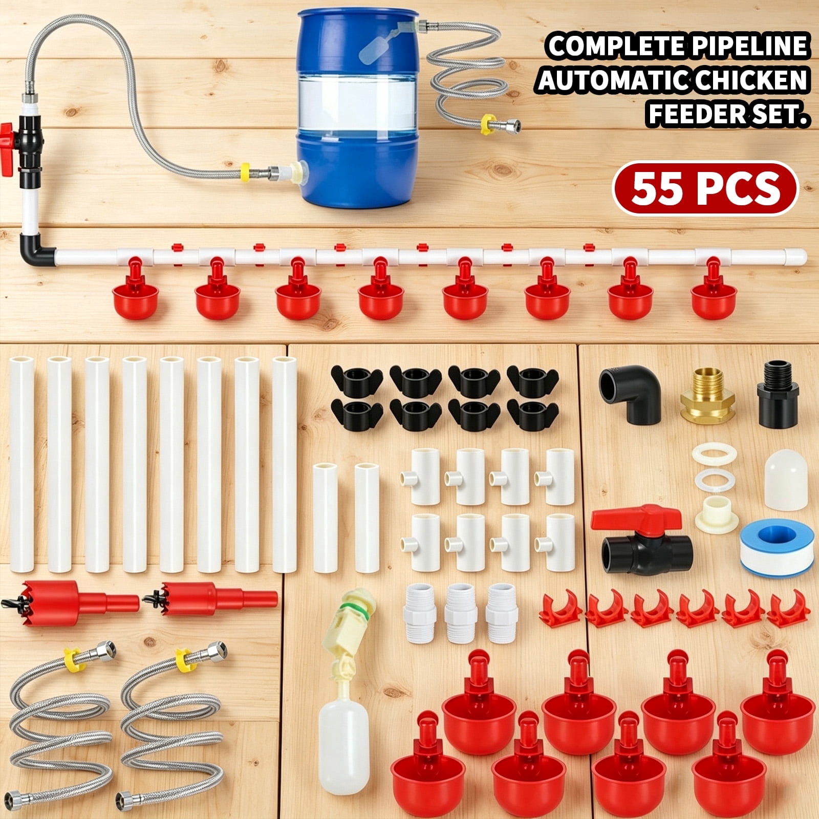 Arcticwind Complete Set Pipeline Automatic Chicken Waterer System (55 ...