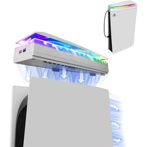 Arcticwind Cooling Fan for PS5 Accessories,PS5 Fan with 7 Modes RGB Light,Independent Touch Switch,3 Speed,2 USB Port,Compatible with PS5 optical drive version, digital version,White