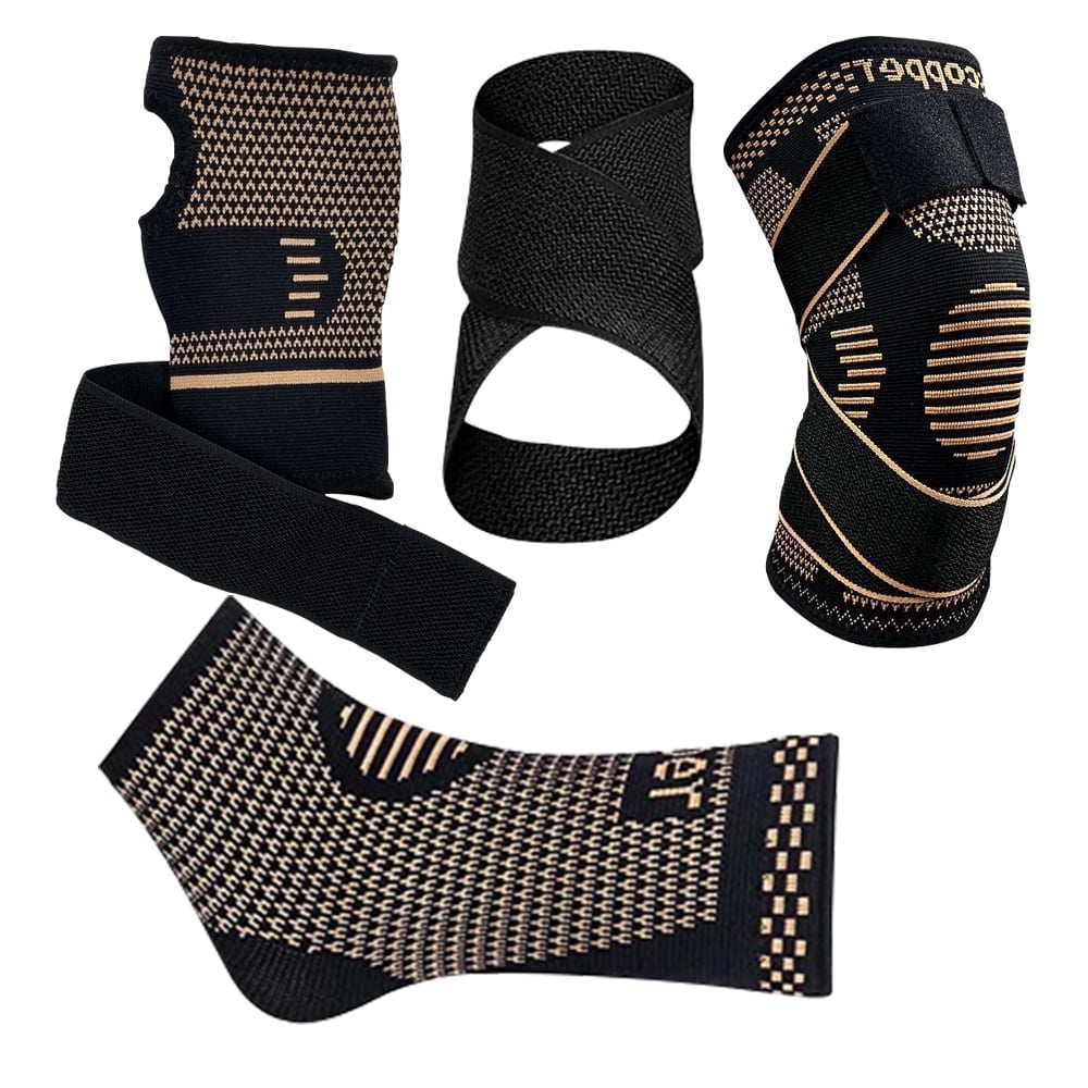 Arcticwind Copper Knee Braces+Ankle Braces+Wrist Braces,Elastic Knitting,Breathable Pressure Sports Protective Equipment,for Women and Men,Guard for Carpal Tunnel Relief,Sprain,Injuries,2 Pairs,S