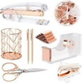 thumbnail image 1 of Arcticwind Desk Accessories Acrylic stapler set,staple remover,Phone Holder,Tape Dispenser,Tape/Pen Holder,Scissor,Ballpoint Pen,Binder Clips,Paper Clips and Staples.(8 piece Rose Gold set), 1 of 7