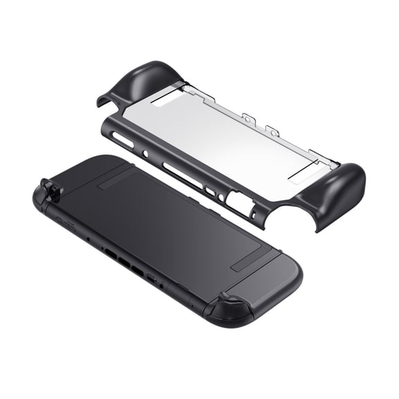Arcticwind Dockable Case for Nintendo Switch,rubber-coated one-piece protective case,TPU Grip Protective Case with Ergonomic Design and Comfort Grip,Shock-absorbing and scratch-resistant (Black)