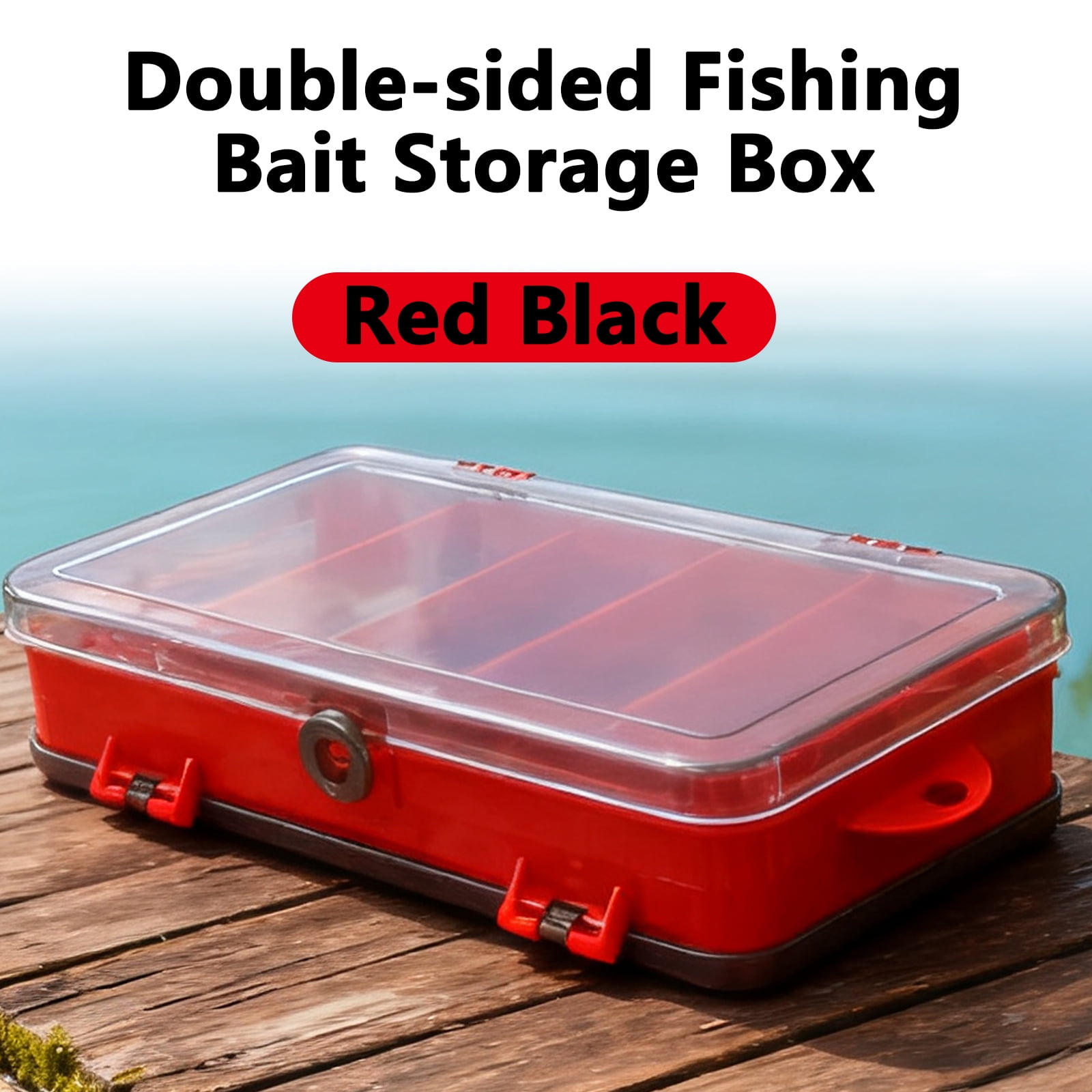 Arcticwind Double-Layer Lure Box,Fake Bait,Soft Bait,Clear Double Layer Waterproof Fishing Gear Multi-Functional Storage Box,A Multifunctional Storage Box,Tackle Box,Red
