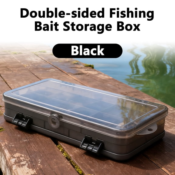 Arcticwind Double-Layer Lure Box,Fake Bait,Soft Bait,Clear Double Layer Waterproof Fishing Gear Multi-Functional Storage Box,A Multifunctional Storage Box,Tackle Box,Black