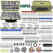 Arcticwind Fishing Accessories Kit, 410 PCS Hooks, Weights, Sinkers, Swivels, Snaps, Beads, Bobber Stops, for Saltwater & Freshwater Fishing, Tackle Box Include