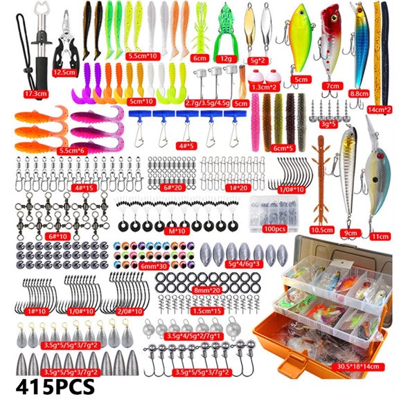 Arcticwind Fishing Accessories Kit, 415 PCS Fishing Lures Kit, Fishing Tackle Box, Lifelike Artificial Lures for Saltwater Freshwater Fishing, Includes Crankbaits, Spoon, Hooks Other Access