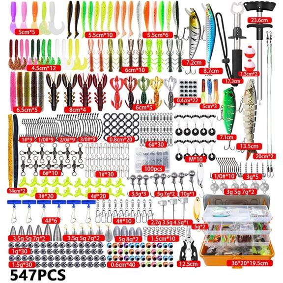 Arcticwind Fishing Accessories Kit, 547 PCS Fishing Lures Kit w/ Tackle Box, Lifelike Artificial Lures for Saltwater Freshwater Fishing, Includes Crankbaits, Spoon, Hooks, Weights & Other Accessories