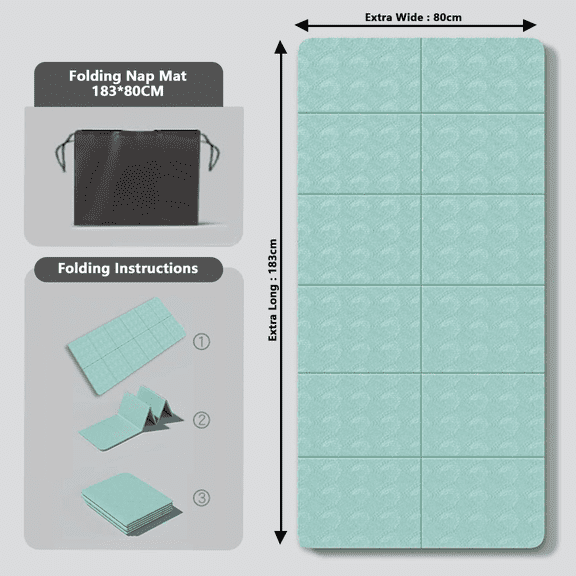 Arcticwind Foldable yoga mat,Thick Exercise Mat 6'x2.62' Portable Gymnastics Mat-Lightweight, Anti-Slip,and Easy to Store for Yoga,Pilates,Home Workouts,and Floor Exercis(Hushan Green)