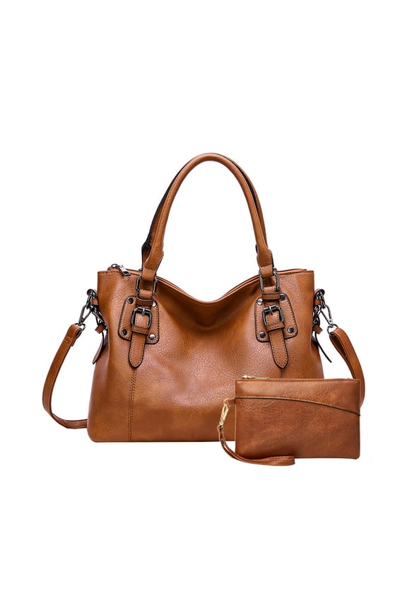 Handheld women's bag,Fashion Crossbody Large Capacity Bag for Women,with Change Purse,Top Handle Bags,Soft PU Leather Multi-Pocket Shoulder Bag Handbag with Adjustable Strap,Brown