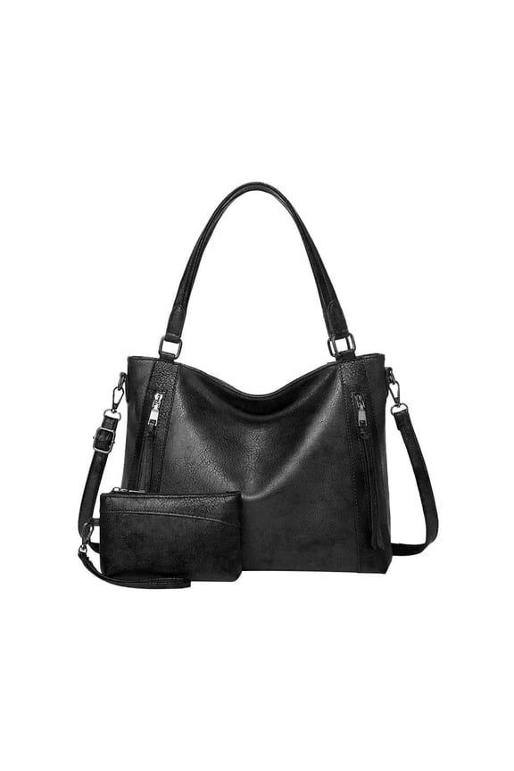 Handheld women's bag,Fashion Crossbody Large Capacity Bag for Women,with Change Purse,Top Handle Bags,Soft PU Leather Multi-Pocket Shoulder Bag Handbag with Adjustable Strap,Black