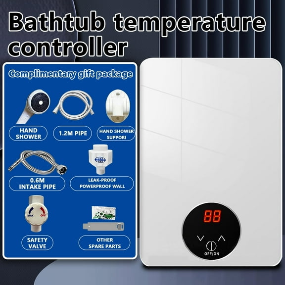 Arcticwind Instant electric water heater 220V with Handheld Shower Head and Hose Set,with Digital Display,LED Touch Screen Switch Adjustable Temperature for Bathroom Kitchen - White