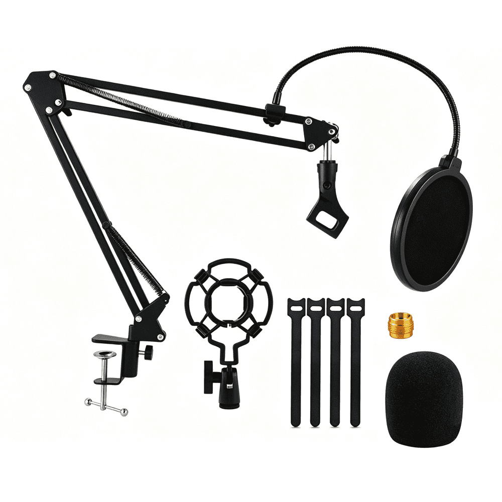 Arcticwind Microphone Arm Stand,360° Rotatable Microphone Boom Arm Mic Stand,Low Profile Mic Arm,with Desk Mount Clamp, Screw Adapter,Shock mount,for Most Microphone