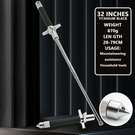 Arcticwind Portable Retractable Hiking Sticks, Hiking Pole, 2-in-1 heavy-duty walking stick suitable for camping and hiking, men's and women's portable foldable outdoor tools, 32", Silvery