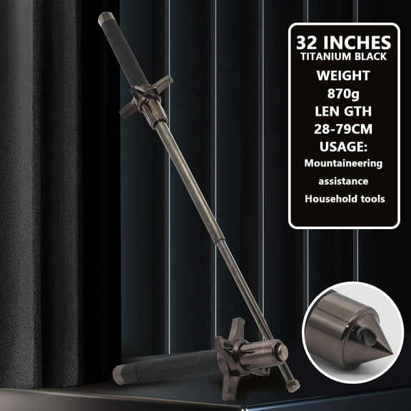 Arcticwind Portable Retractable Hiking Sticks, Hiking Pole, 2-in-1 heavy-duty walking stick suitable for camping and hiking, men's and women's portable foldable outdoor tools, 32", Black