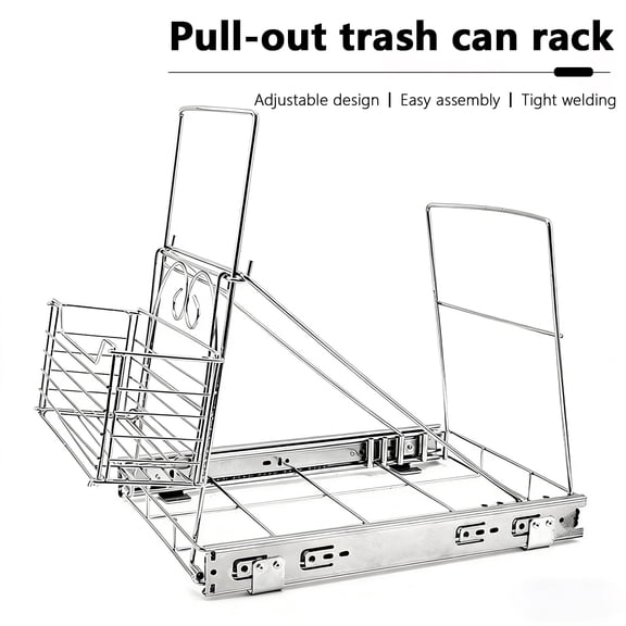 Arcticwind Pull Out Trash Can Under Cabinet Heavy Duty,Adjustable Under Sink Trash Can Pull Out Kit with Removable Basket Slide Out Garbage Shelf for Drawer/Counter (Trash Can Not Included)